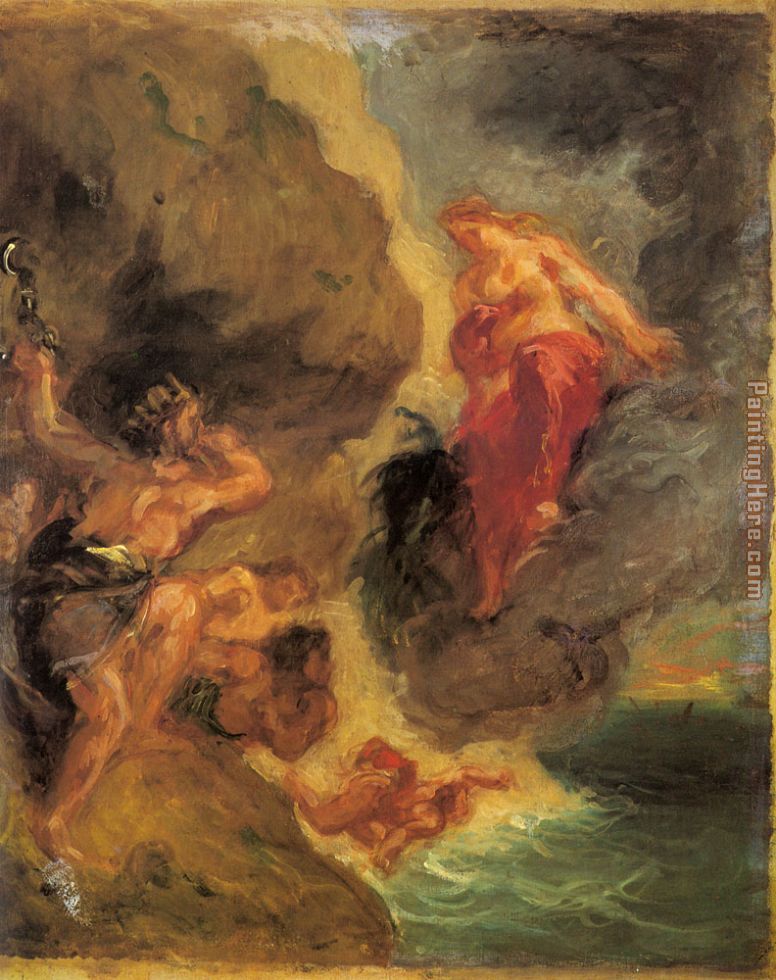 Winter Juno and Aeolus painting - Eugene Delacroix Winter Juno and Aeolus art painting